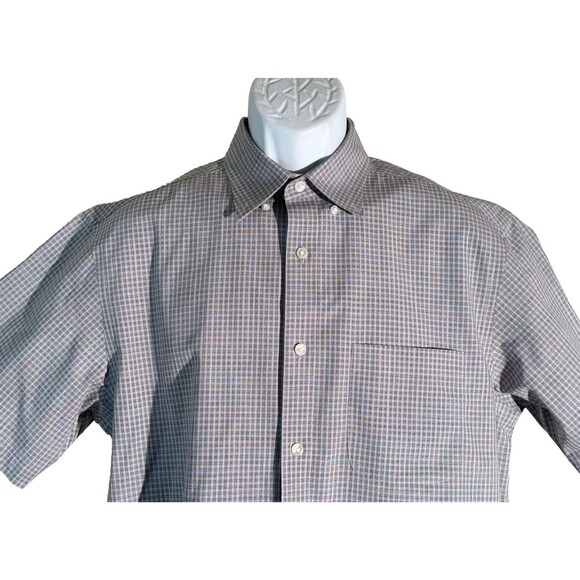 Roundtree & Yorke GOLD LABEL Short Sleeve Button Down Cotton Shirt Gray Medium - Picture 2 of 5